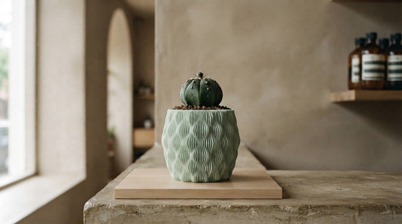 Shadow-Rib Terracotta & Living Bloom
